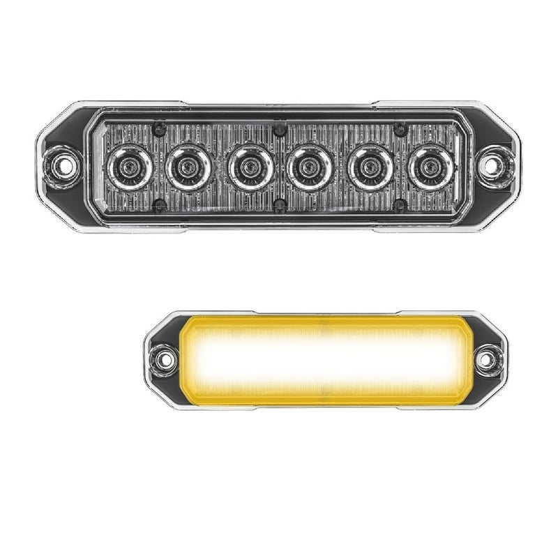 SpeedTech Lights Z-6 TIR LED Surface Mount Strobe Light â€“ 6 LEDs, 18W Grille Hazard Beacon Warning Light for Police, Fire, EMS, Tow Trucks, Construction, and Service Vehicles (Amber/Amber) - Image 1